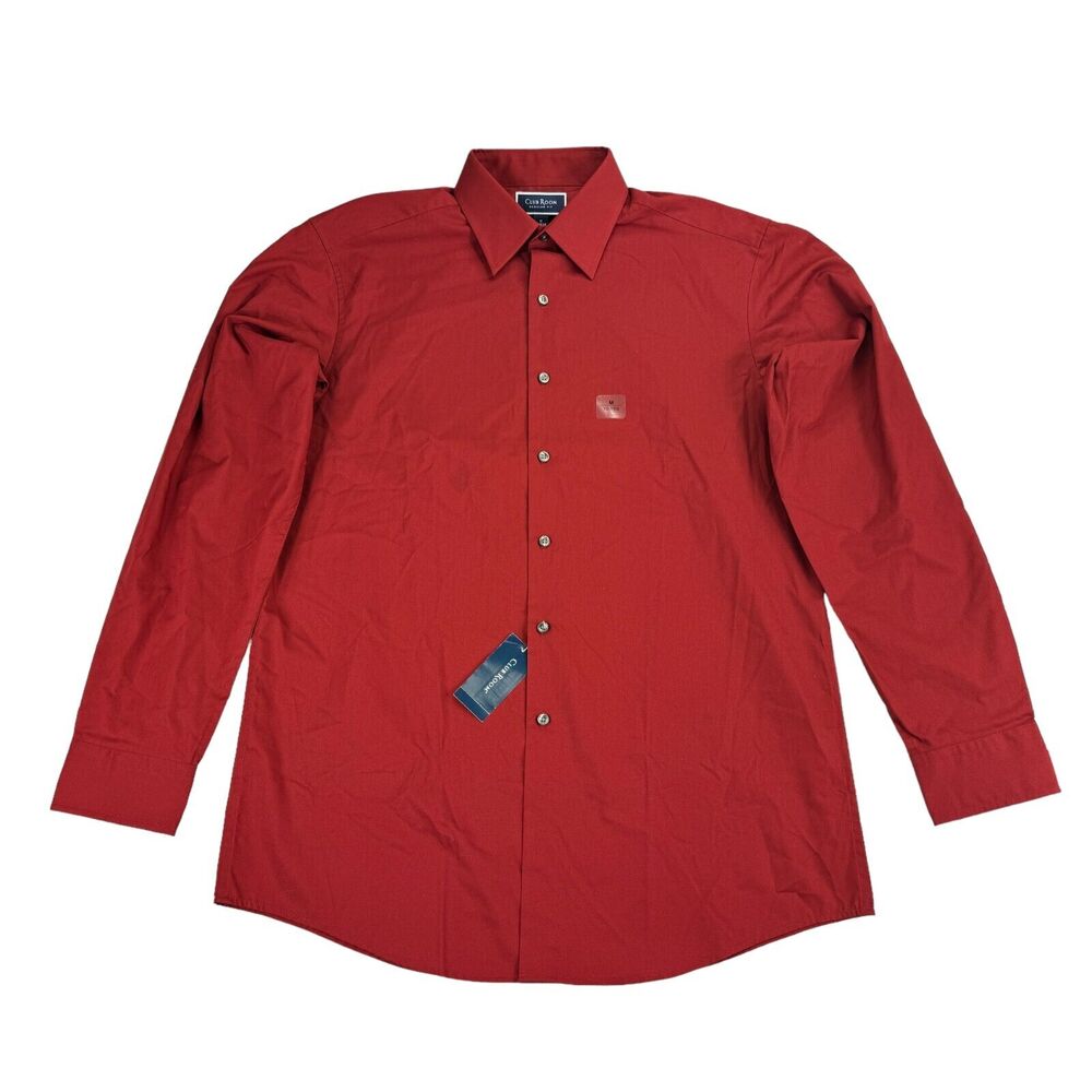 Club Room Mens Regular Fit Solid Dress Shirt Red M 15-15.5